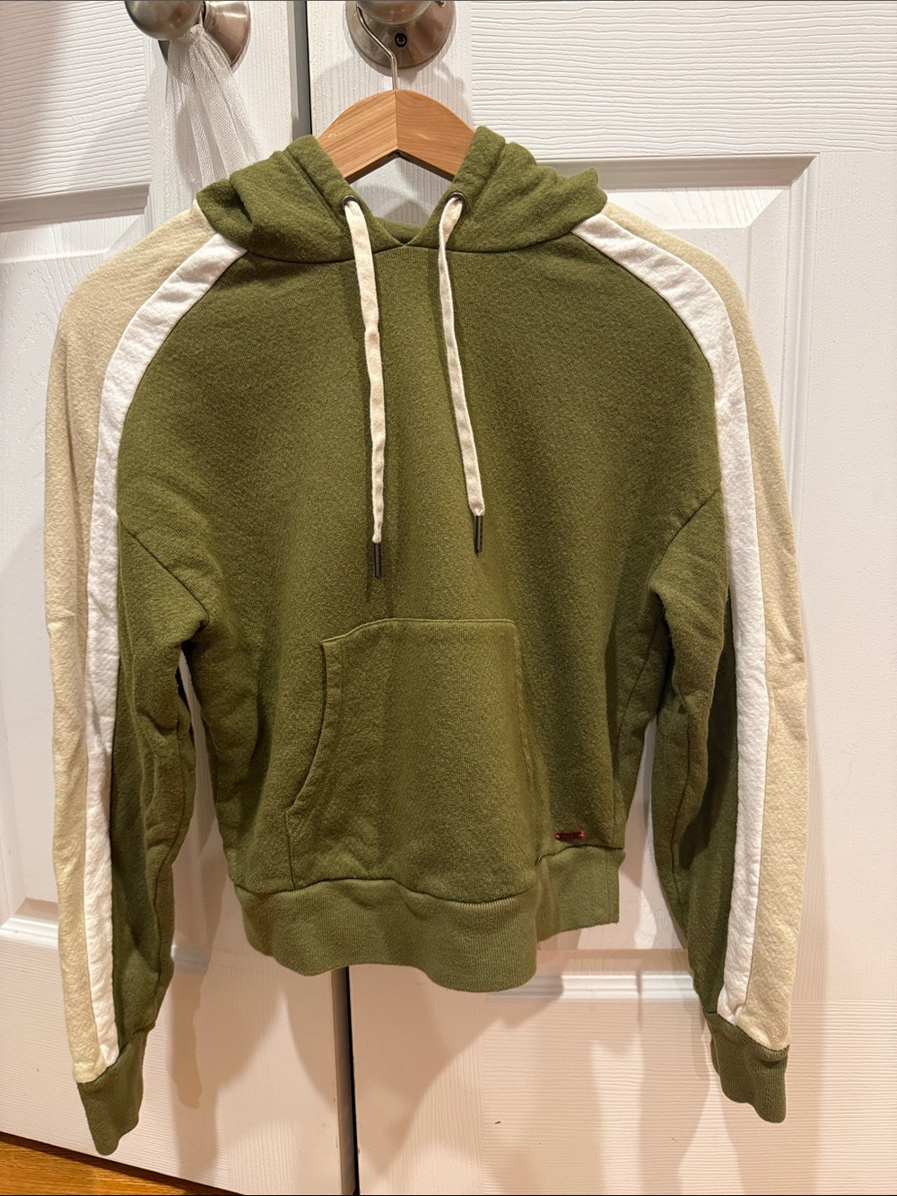 n:PHILANTHROPY Olive Green Hooded Sweatshirt with Stripes Size XS Women’s